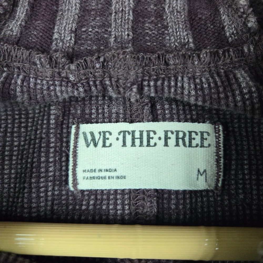 We The Free Free People Thermal Top Womens Medium Purple Cable Knit Long Sleeve - Picture 3 of 8